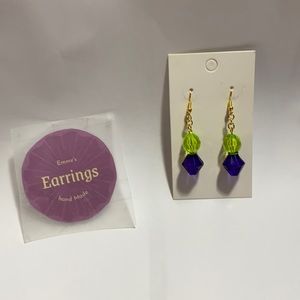 Green and purple bronze earrings
